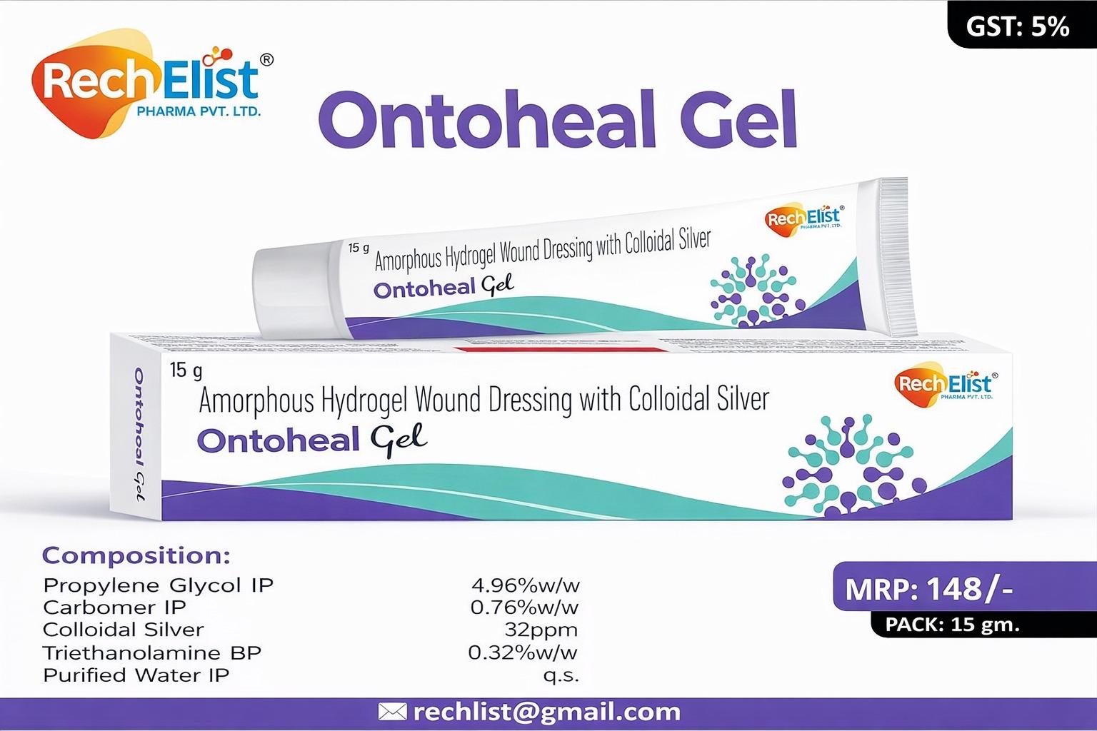 Propylene Glycol IP 4.96% w/w + Carbomer IP 0.76% w/w + Colloidal Silver 32 ppm + Triethanolamine BP 0.32% w/w + Purified Water IP q.s.  Gel