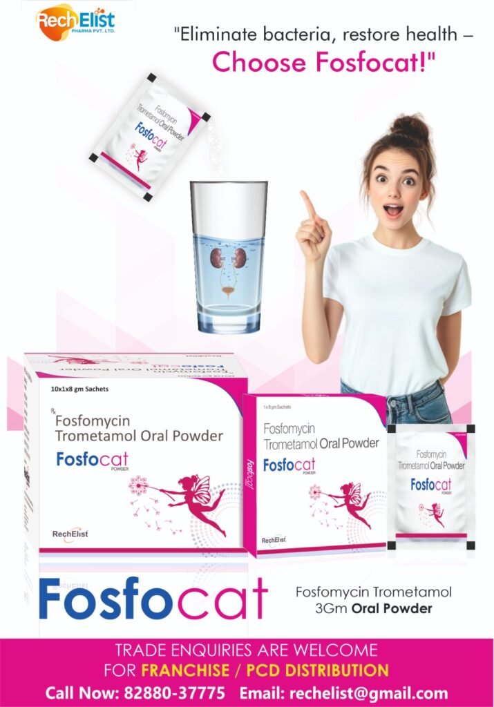 Fosfomycin 3g Sachet price in India. Buy Fosfomycin trometamol powder with offer price. Call & Email 08288037775, rechelist@gmail.com