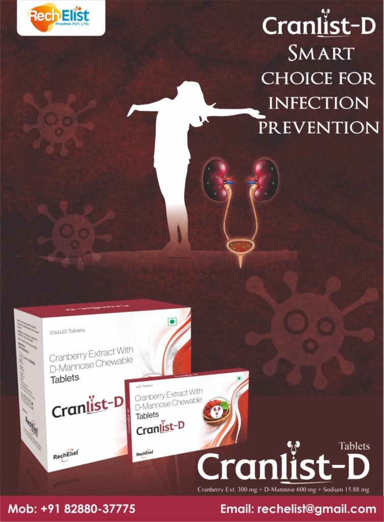 cranberry extract 300 mg + d-mannose 600 mg tablet manufacturer in India